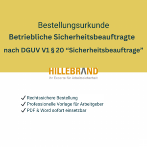 Bestellungsdokument Sicherheitsbeauftragte – Vorlage nach DGUV (PDF | Word) [Digital]