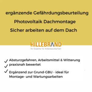 ergänzende Gefährdungsbeurteilung Photovoltaik Dachmontage – XLSX Checkliste nach DGUV [Digital]
