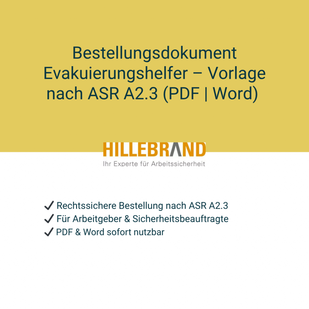 Bestellungsdokument Evakuierungshelfer – Vorlage nach ASR A2.3 (PDF | Word) [Digital]