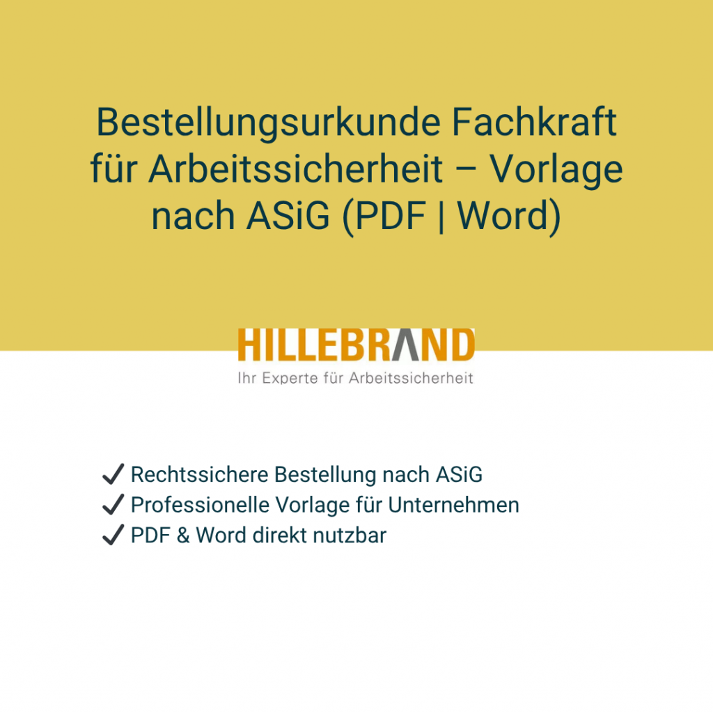 Bestellungsurkunde Fachkraft für Arbeitssicherheit – Vorlage nach ASiG (PDF | Word) [Digital]