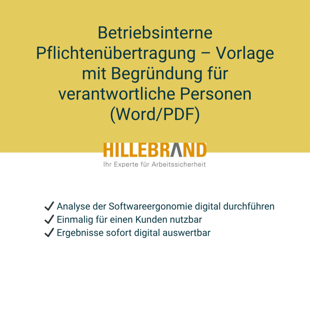 Betriebsinterne Pflichtenübertragung – Vorlage mit Begründung für verantwortliche Personen (Word/PDF) [Digital]