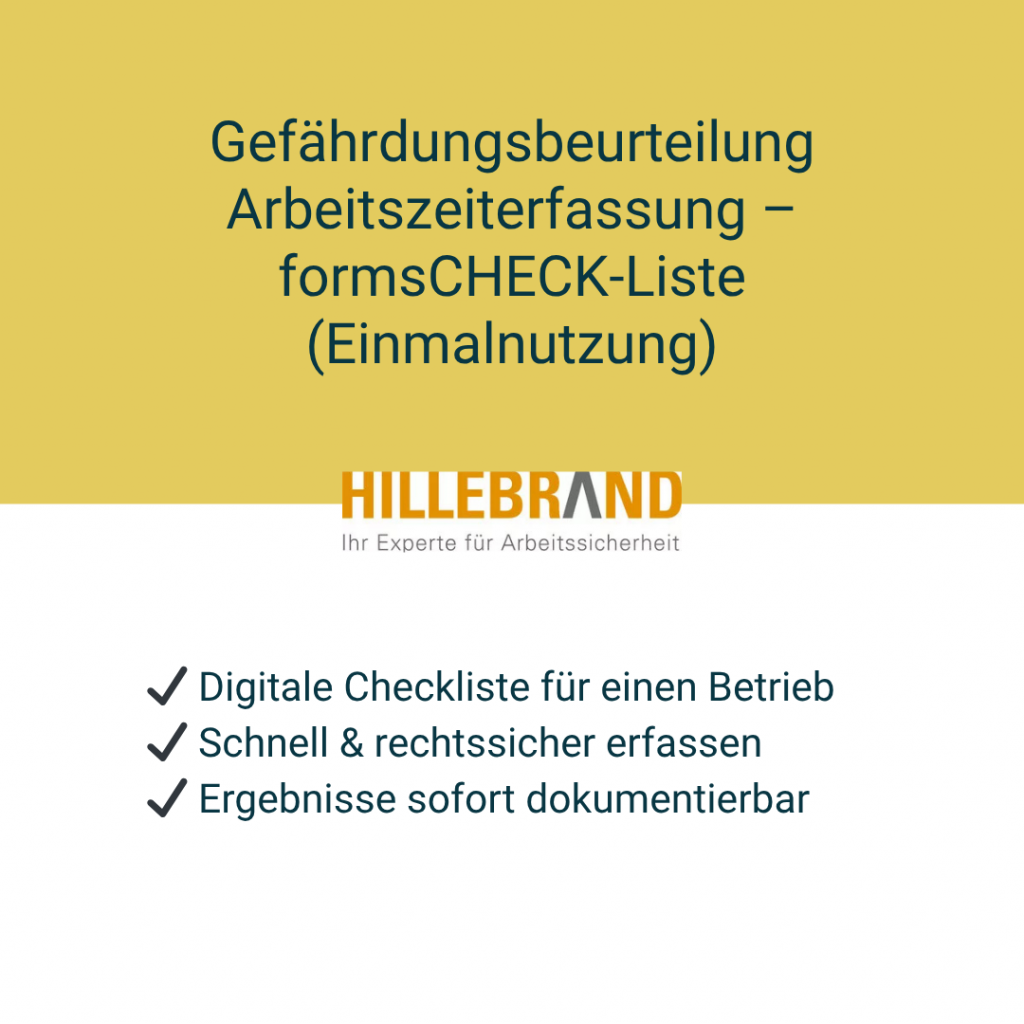 Gefährdungsbeurteilung Arbeitszeiterfassung – formsCHECK-Liste (Einmalnutzung) [Digital]