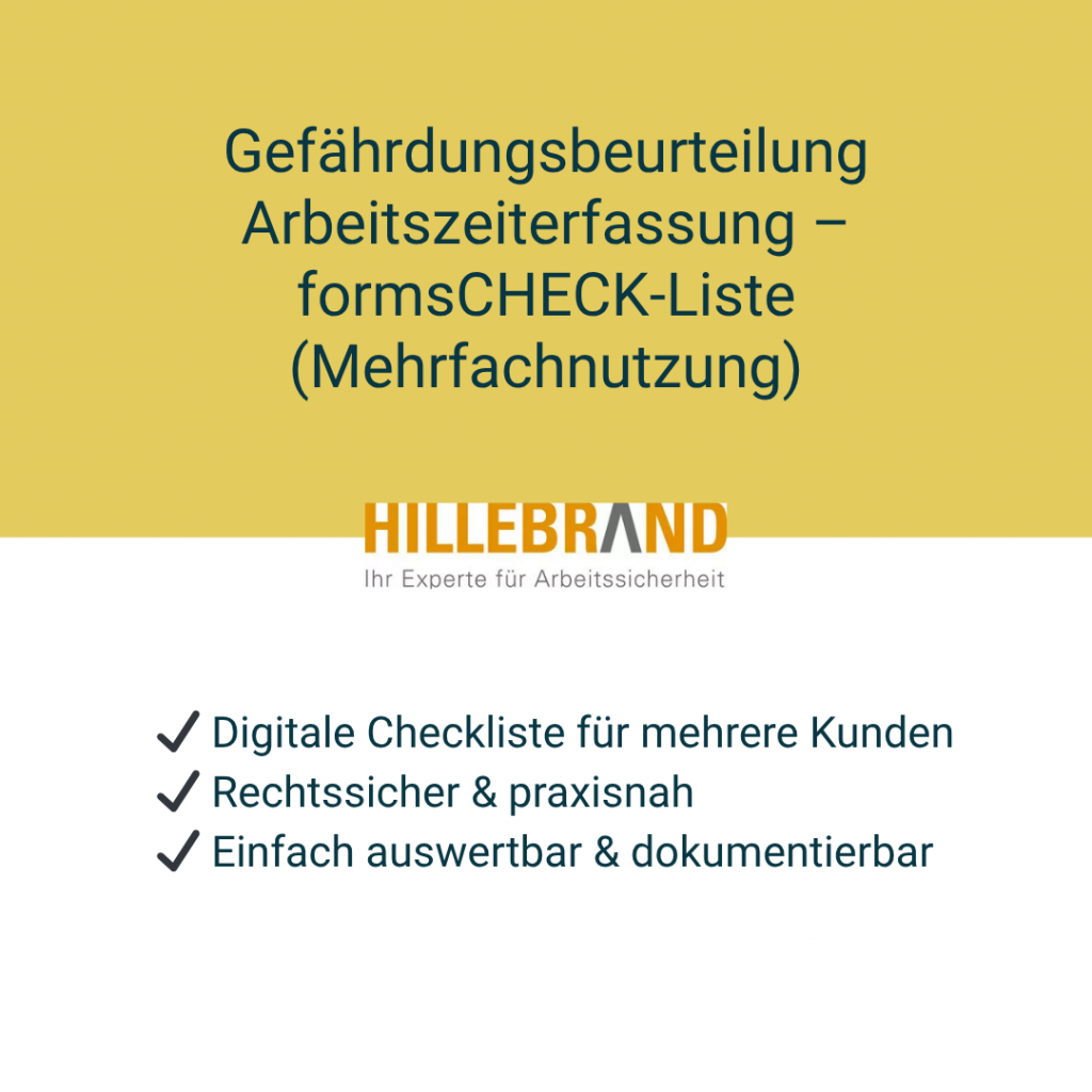 Gefährdungsbeurteilung Arbeitszeiterfassung – formsCHECK-Liste (Mehrfachnutzung) [Digital]