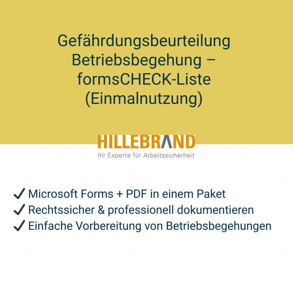 Protokoll einer Betriebsbegehung – formsCHECK-Liste (Einmalnutzung) [Digital]