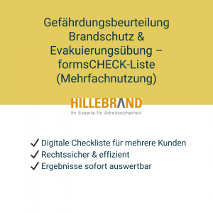 Gefährdungsbeurteilung Brandschutz & Evakuierungsübung – formsCHECK-Liste (Mehrfachnutzung) [Digital]