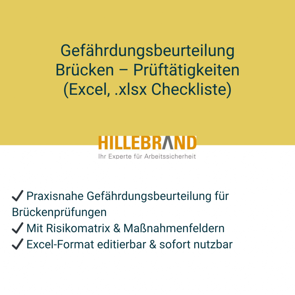 ergänzende Gefährdungsbeurteilung – Prüftätigkeit an Brücken (Excel-Checkliste) [Digital]