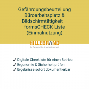 Gefährdungsbeurteilung Büroarbeitsplatz & Bildschirmtätigkeit – formsCHECK-Liste (Einmalnutzung) [Digital]