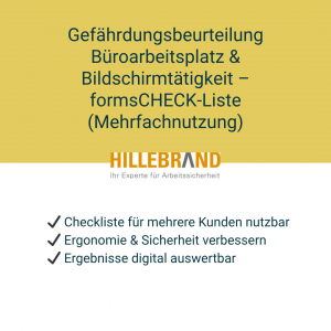 Gefährdungsbeurteilung Büroarbeitsplatz & Bildschirmtätigkeit – formsCHECK-Liste (Mehrfachnutzung) [Digital]