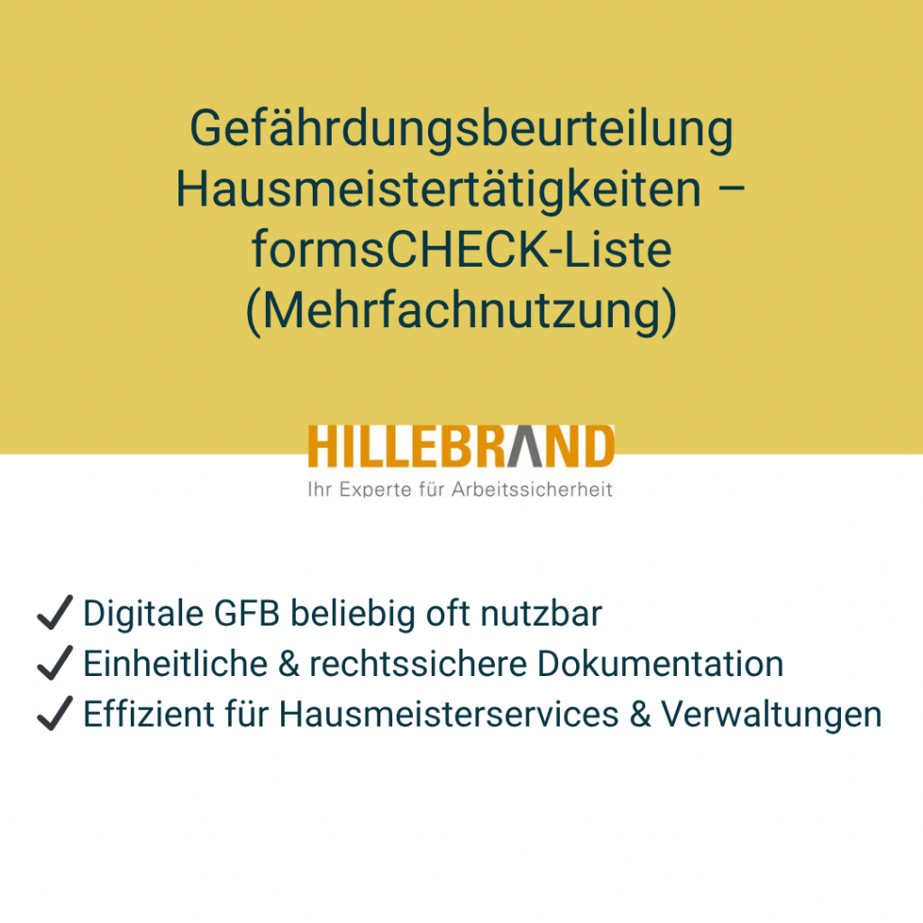 Gefährdungsbeurteilung Hausmeistertätigkeiten – formsCHECK-Liste (Mehrfachnutzung)
