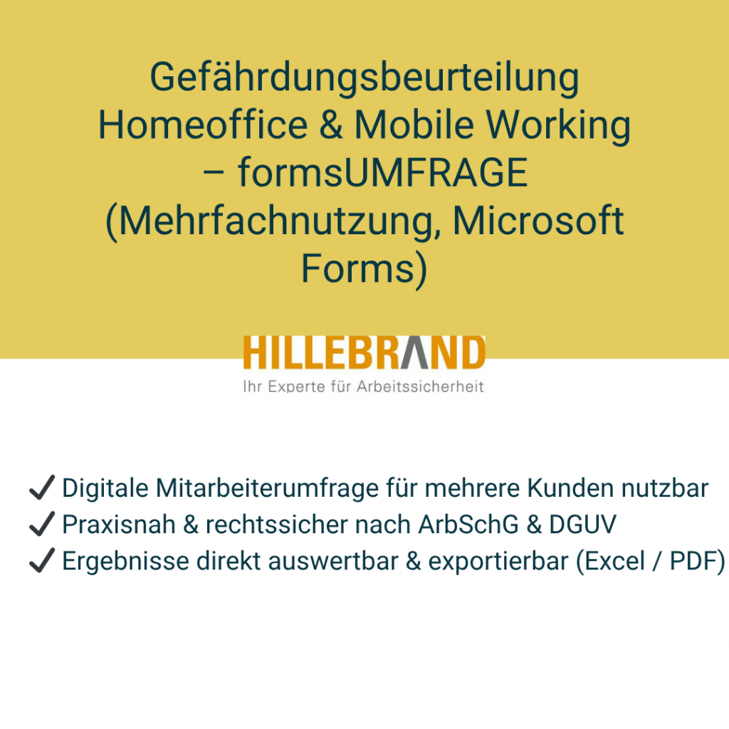 Gefährdungsbeurteilung Homeoffice & Mobile Working – formsUMFRAGE (Mehrfachnutzung) [Digital]