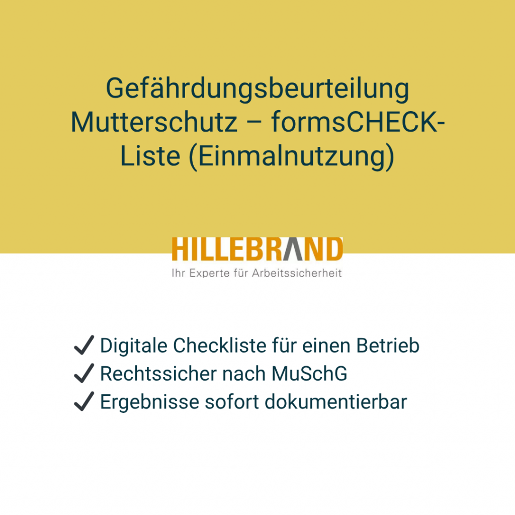 Gefährdungsbeurteilung Mutterschutz – formsCHECK-Liste (Einmalnutzung) [Digital]