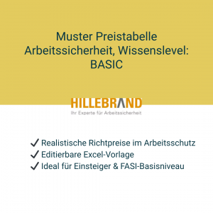 Muster Preistabelle Arbeitssicherheit, Wissenslevel: BASIC (Excel) [Digital]