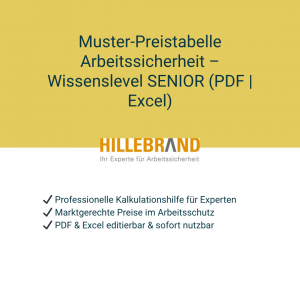Muster-Preistabelle Arbeitssicherheit – Wissenslevel SENIOR (PDF | Excel) [Digital]