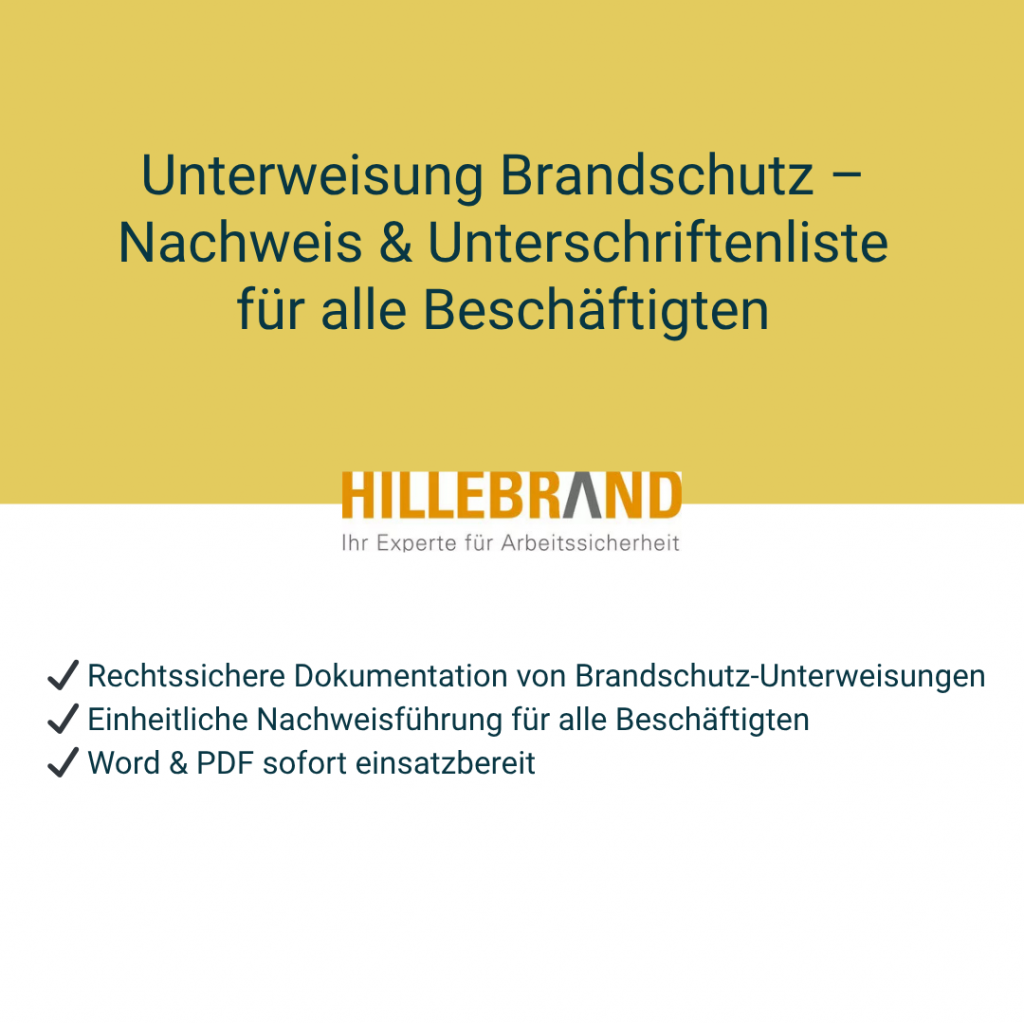 Unterweisung Brandschutz & Evakuierung – Unterschriftenliste & Nachweis (alle Beschäftigten) [Digital]