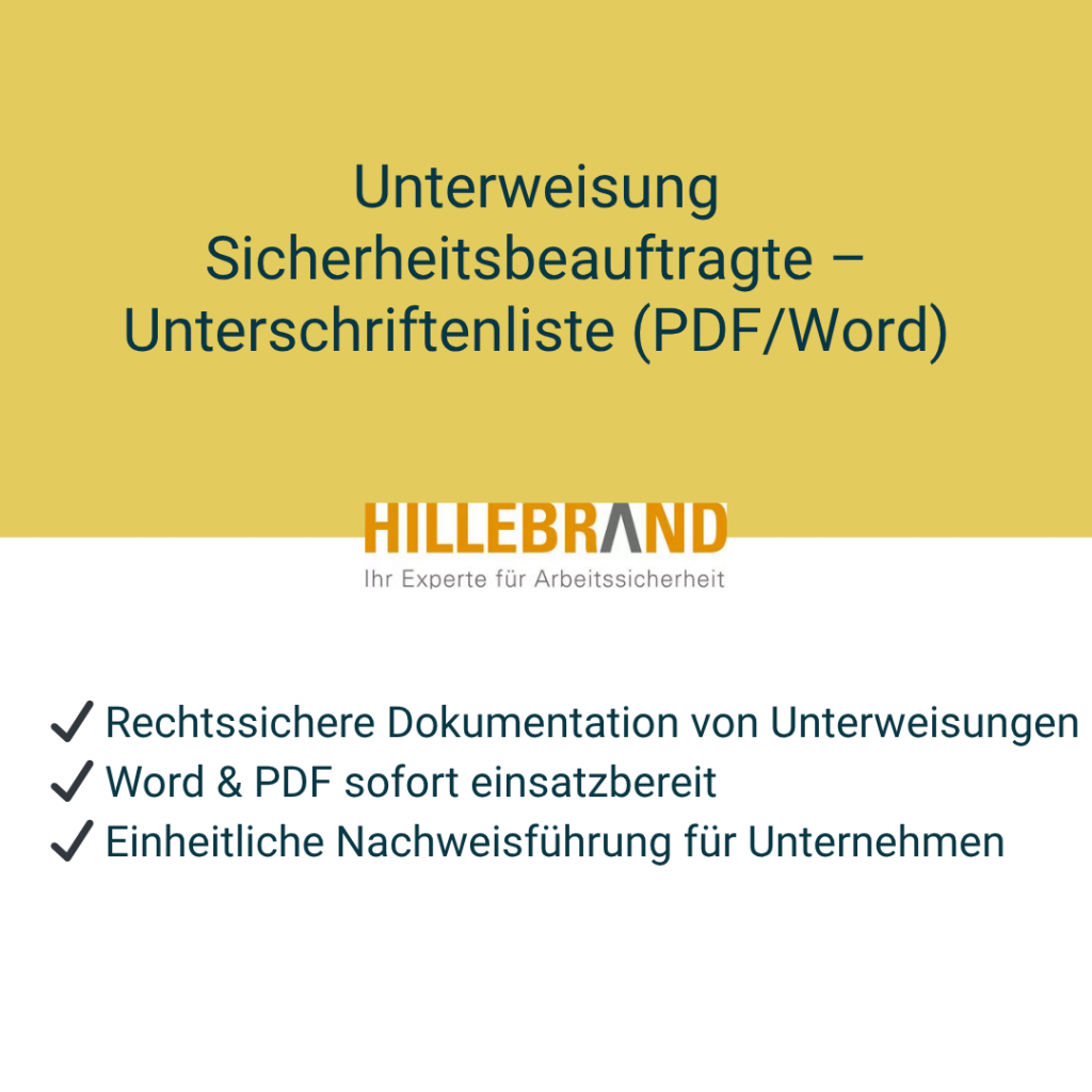 Unterweisung Sicherheitsbeauftragte – Unterschriftenliste & Nachweis [Digital]