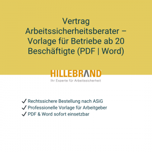 Vertrag Arbeitssicherheitsberater – Vorlage für Betriebe ab 20 Beschäftigte (PDF | Word) [Digital]