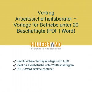 Vertrag Arbeitssicherheitsberater – Vorlage für Betriebe unter 20 Beschäftigte (PDF | Word) [Digital]