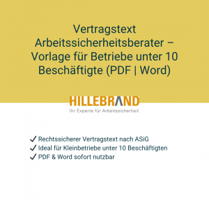 Vertragstext Arbeitssicherheitsberater – Vorlage für Betriebe unter 10 Beschäftigte (PDF | Word) [Digital]
