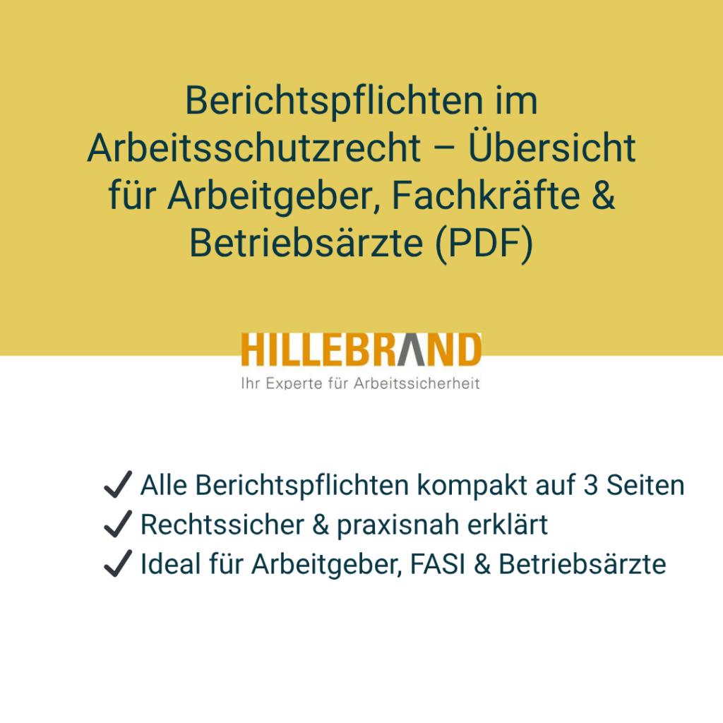 Die Excel-Vorlage „Bericht: Liste der Mängel & Maßnahmen“ unterstützt Fachkräfte für Arbeitssicherheit und Sicherheitsbeauftragte bei der systematischen Erfassung und Nachverfolgung von sicherheitsrelevanten Mängeln. Mit klaren Feldern für Verantwortlichkeiten, Fristen und Umsetzungsstatus sorgt sie für eine übersichtliche, rechtssichere und praxisnahe Dokumentation im Arbeitsschutz. Erstellt von Hillebrand – Ihr Experte für Arbeitssicherheit.