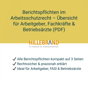 Die Excel-Vorlage „Bericht: Liste der Mängel & Maßnahmen“ unterstützt Fachkräfte für Arbeitssicherheit und Sicherheitsbeauftragte bei der systematischen Erfassung und Nachverfolgung von sicherheitsrelevanten Mängeln. Mit klaren Feldern für Verantwortlichkeiten, Fristen und Umsetzungsstatus sorgt sie für eine übersichtliche, rechtssichere und praxisnahe Dokumentation im Arbeitsschutz. Erstellt von Hillebrand – Ihr Experte für Arbeitssicherheit.