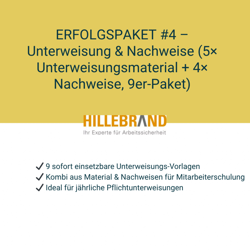ERFOLGSPAKET #4 - UNTERWEISUNG (5x Unterweisungsmaterial + 4x Unterweisungsnachweise) - 9er Paket [Digital]